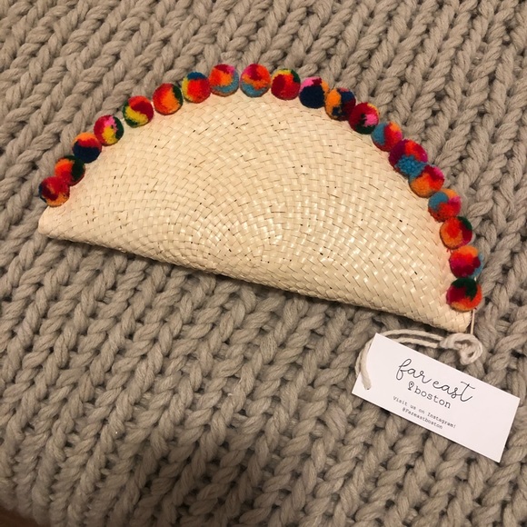 Handbags - Handmade Balinese Puffball Woven Clutch